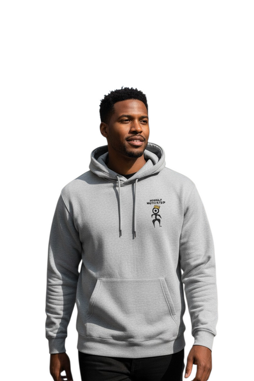 A classic "preppy" or gym look. The "heathered" effect comes from mixing light and dark fibers.